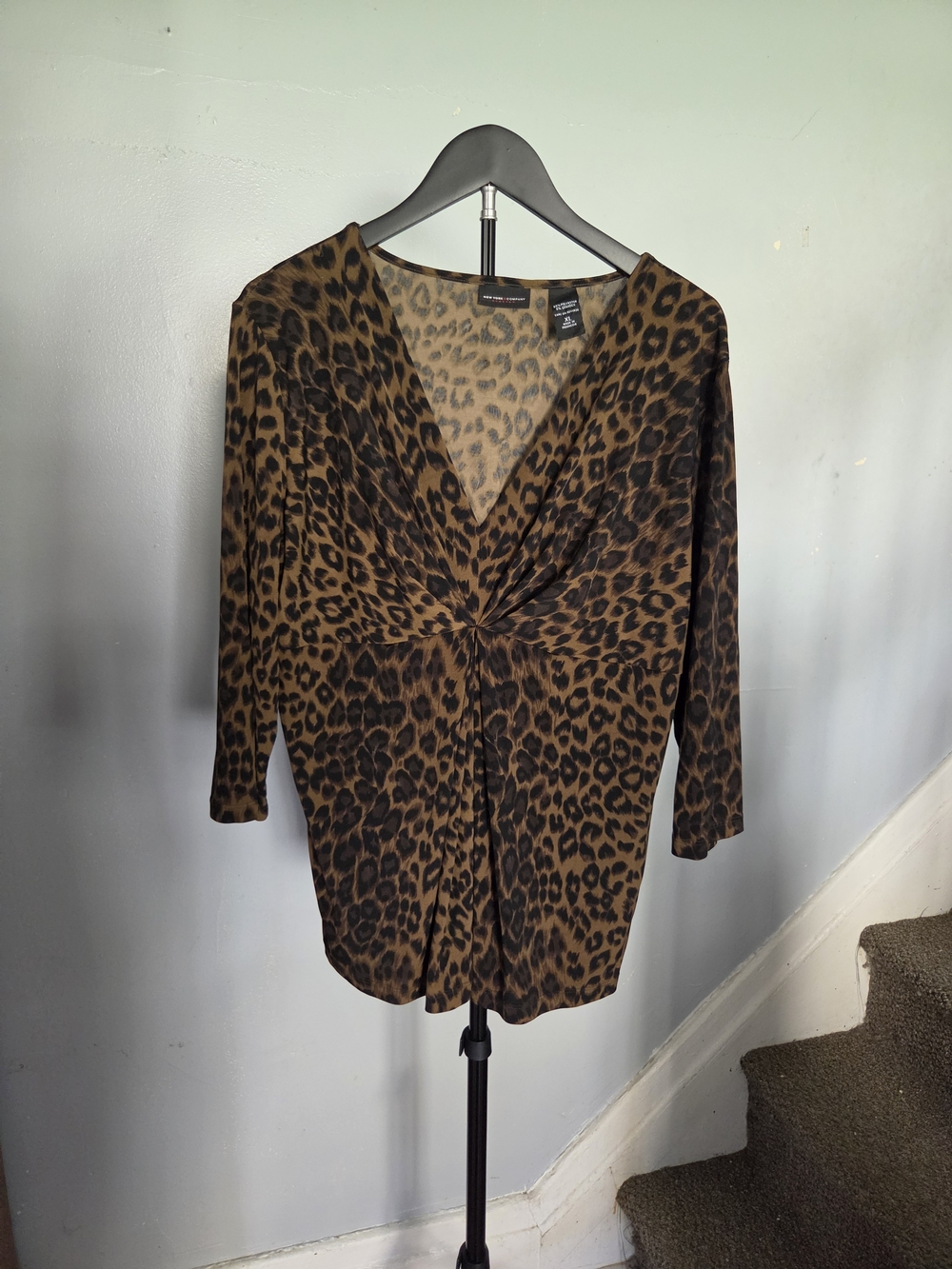 New York & Company Leopard Print Tunic - Brown & Black